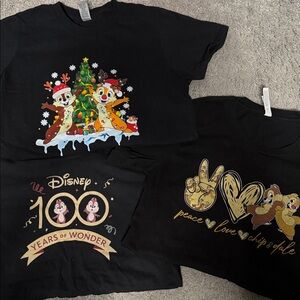 Disney Black T-Shirts with Chip and Dale Designs